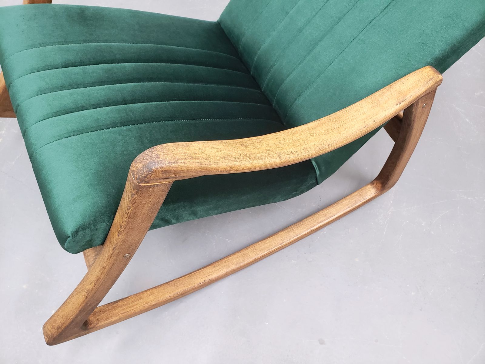 1960 Rocking Chair By Ton In Royal Greenvelvet photo vintage
