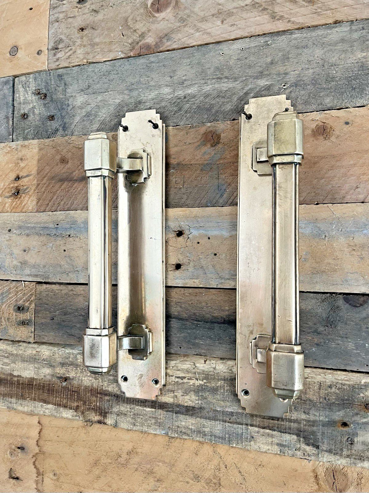 Superb Pair Of Quality 13.5" French Antique Art Deco Bronze Door Pull Handles