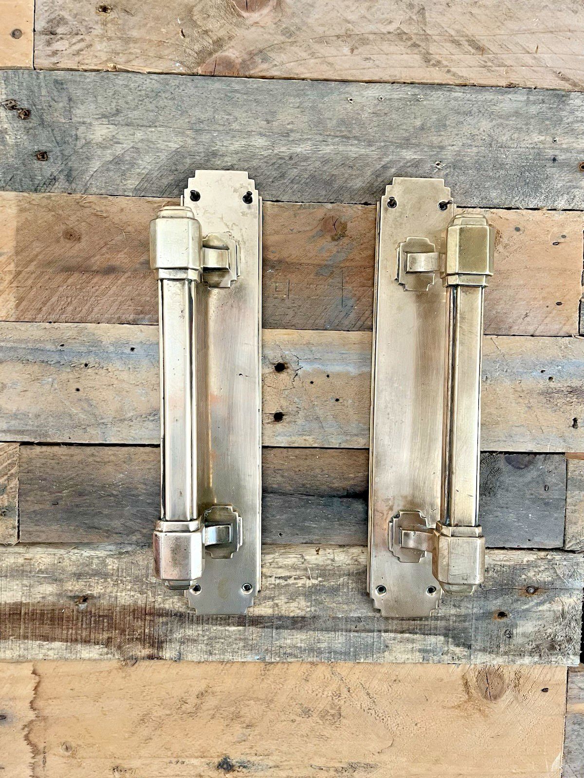 photo buy Superb Pair Of Quality 13.5" French Antique Art Deco Bronze Door Pull Handles