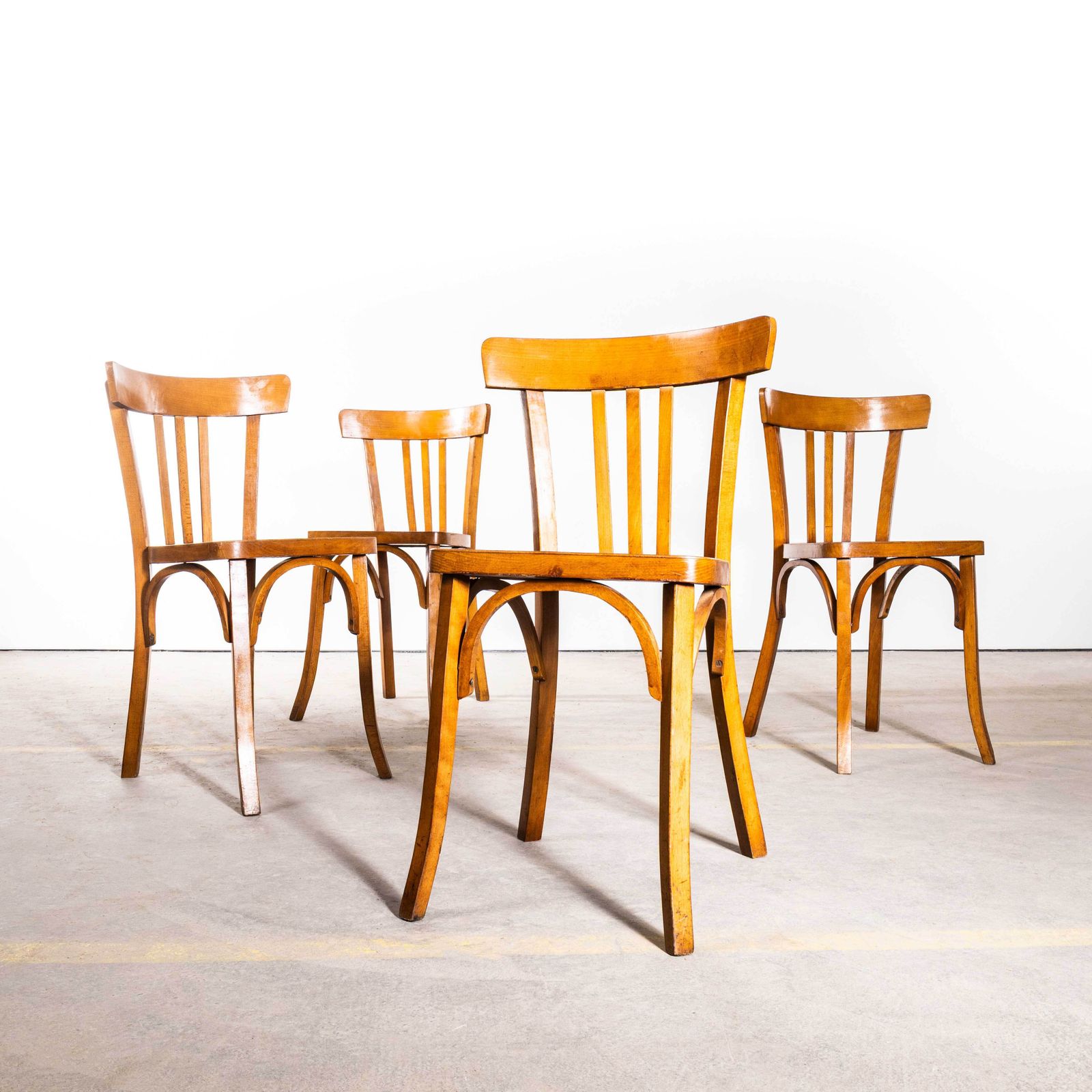 1950's Baumann Honey Simple Bentwood Dining Chair   Set Of Six photo Furniture