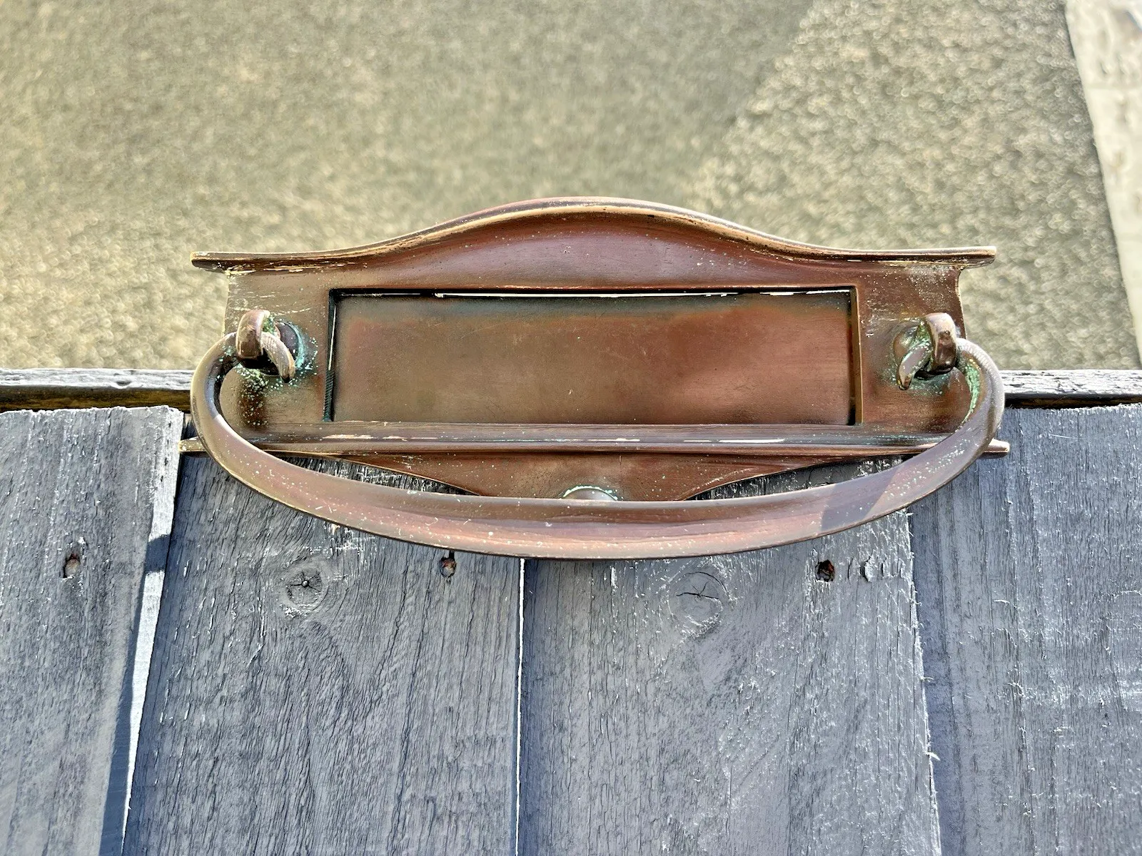 Reclaimed Antique Art Nouveau Bronze Door Knocker Mail Letter Box Posting Slot photo furniture