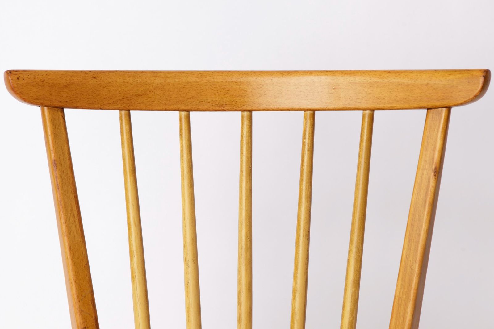 Vintage Beech Wood Kitchen Chair – 1960s German Design, Grey Upholstery, Restored photo for sale