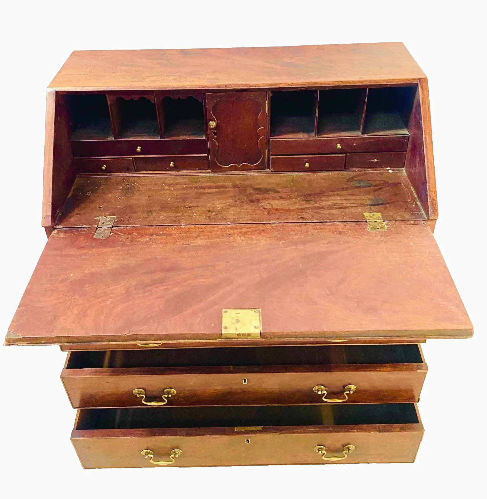 1483.88 English Style Mahogany And Veneer Slope Desk 19th Century photo