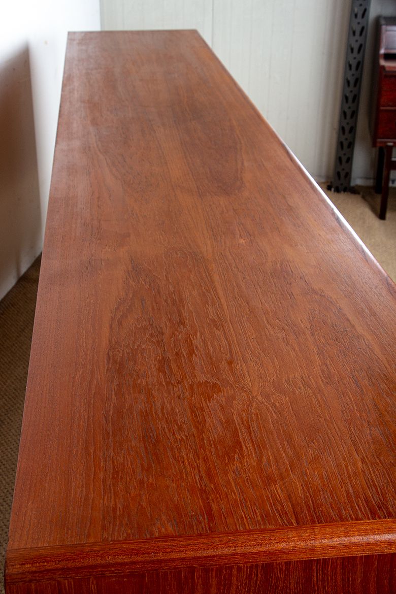 Extra Long Danish Sideboard In Teak, Oak And Leatherette, 280 Cm, By Arne Hovmand Olsen 1960. photo 7000.0
