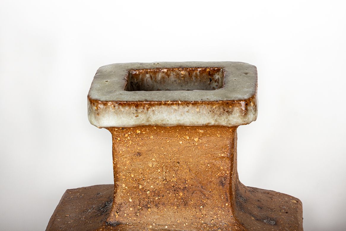Pair Of Swedish Brutalist Style Stoneware Vases With Glazed Collar By Curt Magnus Addin 1960. photo 1300.0