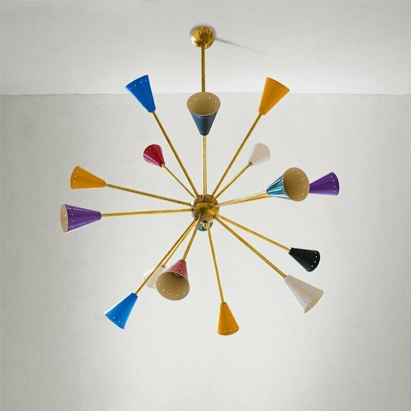 Vintage Brass Sputnik Chandelier, 1960s photo Lighting