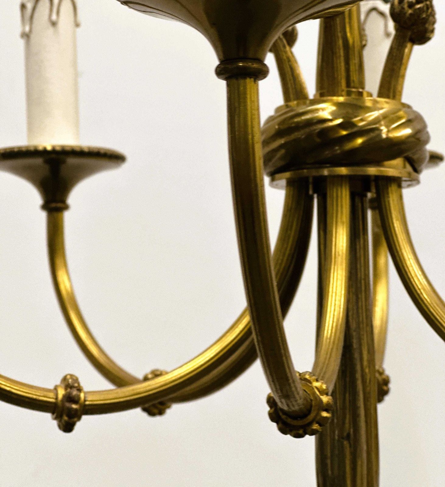 Vintage Brass Rope & Tassel Chandelier With 6 Lights, France, 1950s photo vintage