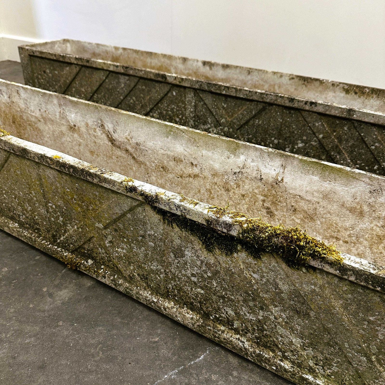 Vintage Lightweight Concrete Planter With Diagonal Relief, 1960s photo 446.0