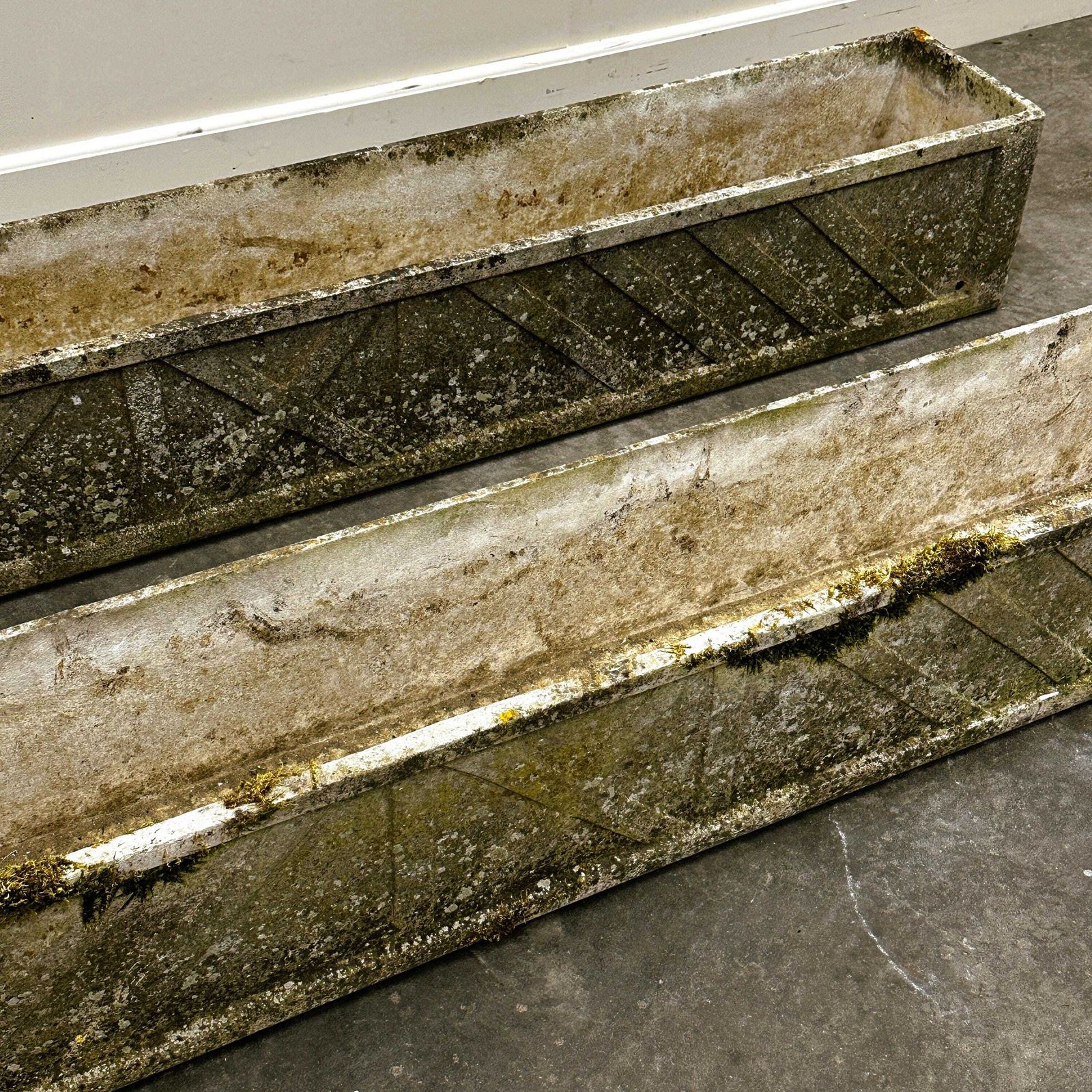 Vintage Lightweight Concrete Planter With Diagonal Relief, 1960s photo buy