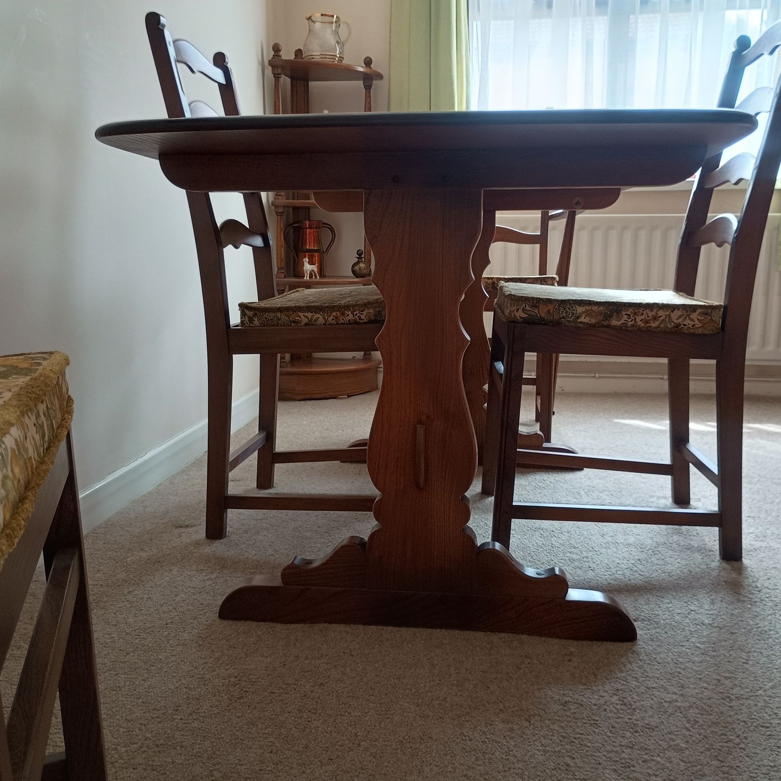 Ercol Refectory Dining Table And Four Dining Chairs (All Golden Dawn) photo vintage