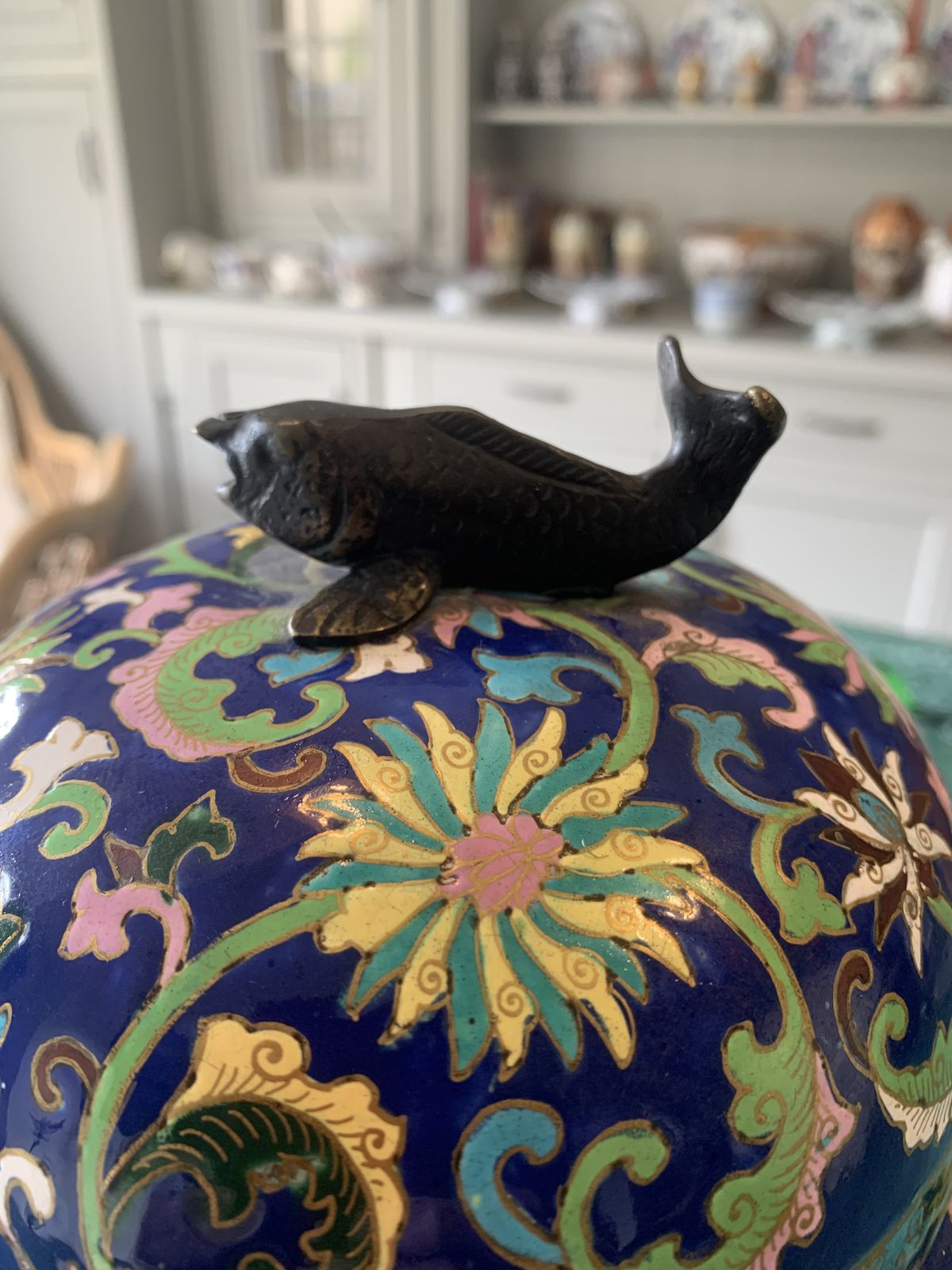 photo furniture Antique Japanese Covered Cloisonné Enamelled Porcelain Jar