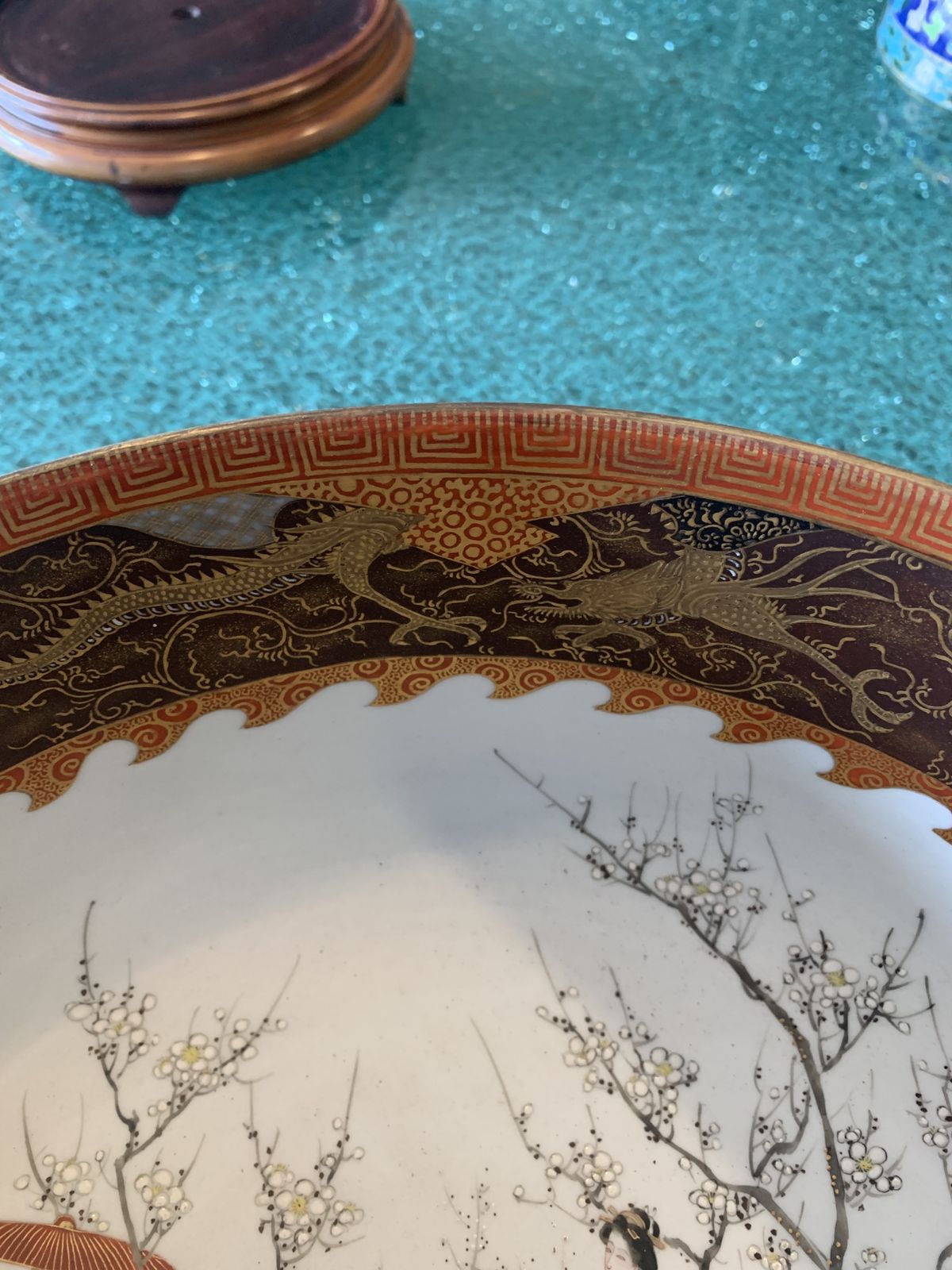 Antique Meiji Japanese Satsuma Bowl With Geishas photo furniture