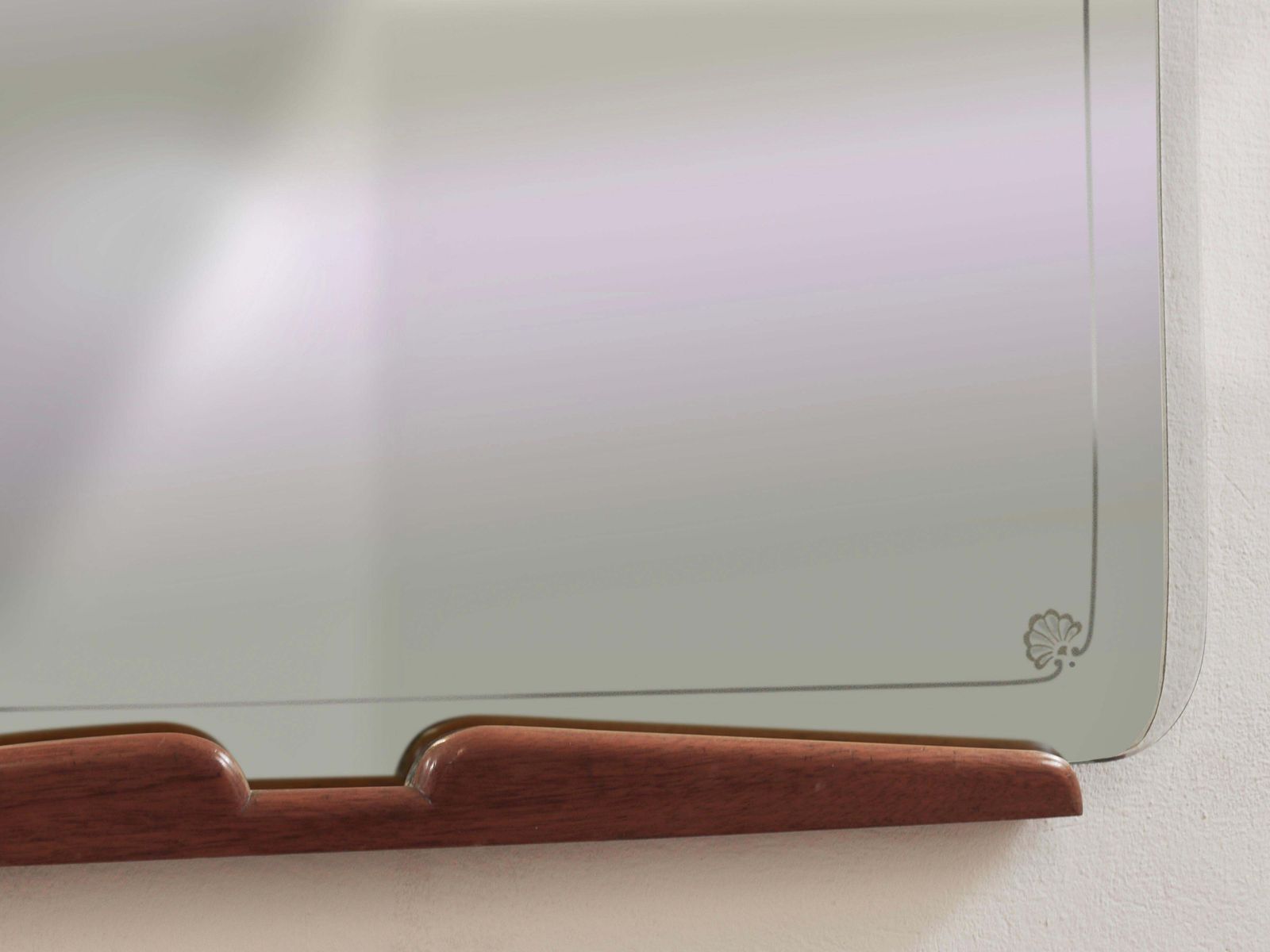 photo for sale Grand Paolo Buffa Cherry & Brass Wall Mirror, Mid Century Italy, Ca. 1940s