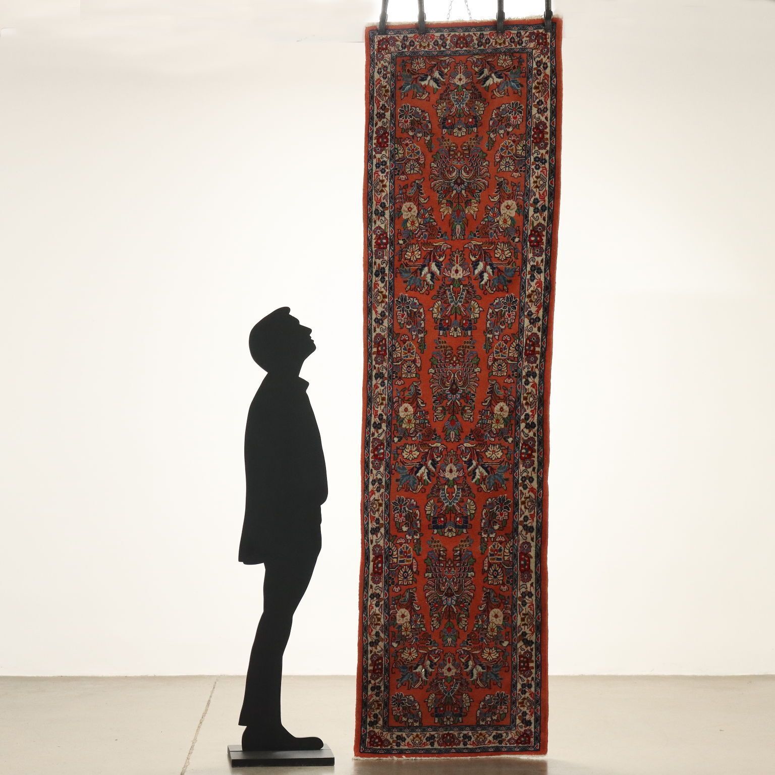Antique Asian Carpet Wool Cotton Heavy Knot 115 X 25 In photo furniture