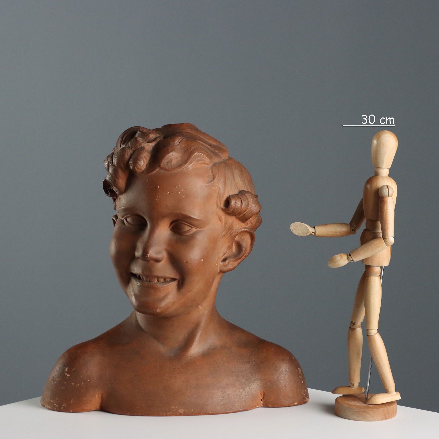 Antique Bust Of Boy Terracotta Signed A. Menchi Art XX Century photo furniture