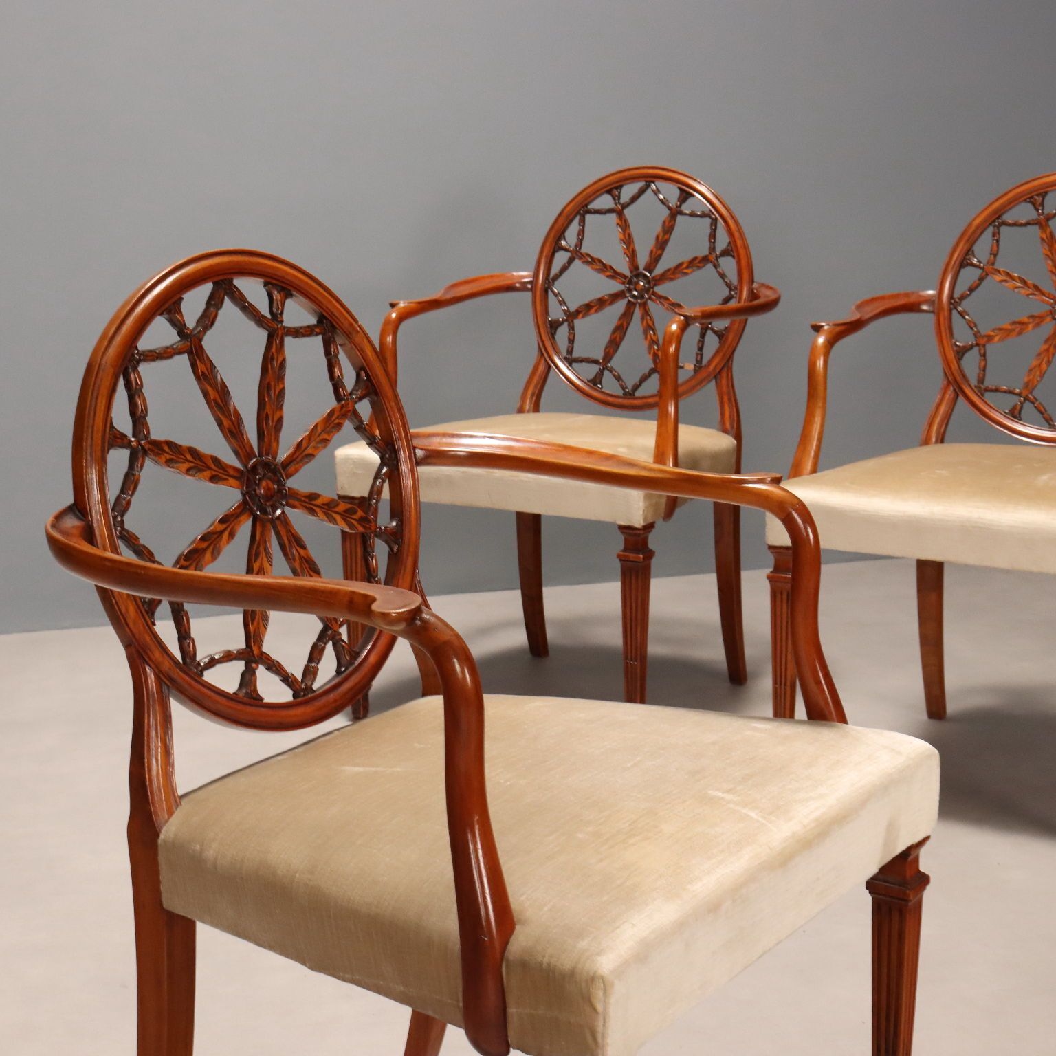 Antique Armchairs Cherrywood Fabric United Kingdom XX Century photo Furniture