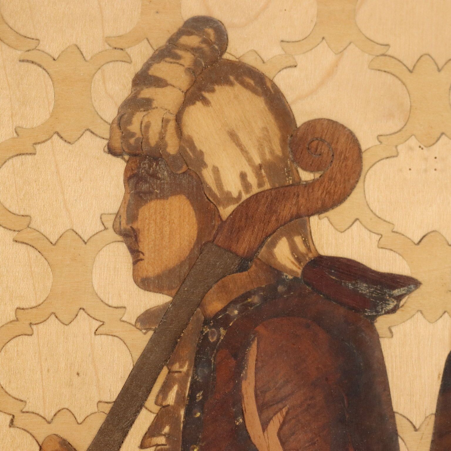 The Cellist Inlay Painting Signed Francesco Ferrario Italy 1930 Ca. photo 730.0