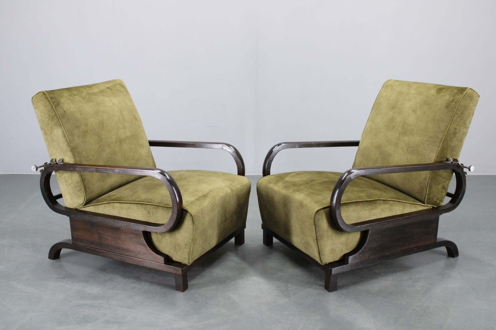 1930s Rare Restored Adjustable Art Deco Armchairs, Czechoslovakia photo 4485.0