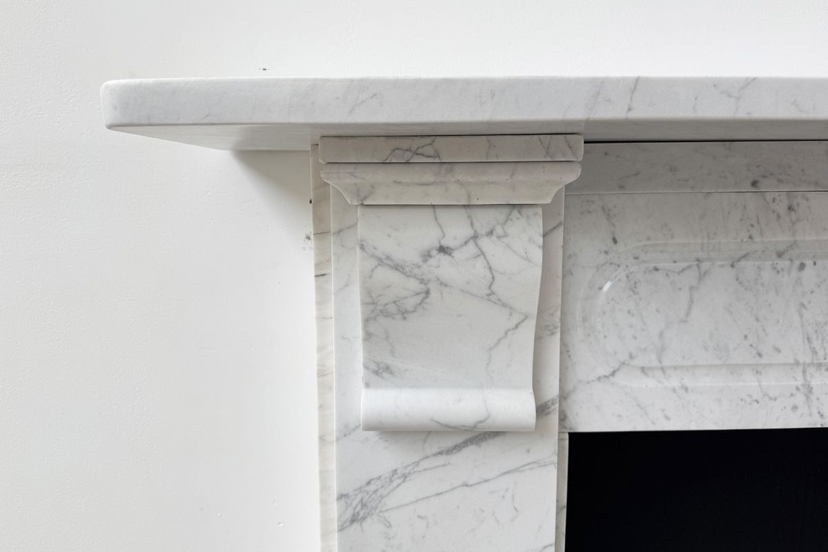 Antique Victorian Corbelled Carrara Marble Fireplace Surround photo 3950.0