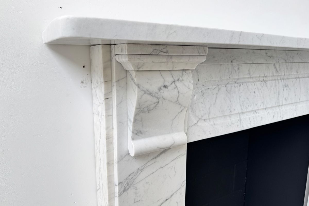 Antique Victorian Corbelled Carrara Marble Fireplace Surround photo vinterior