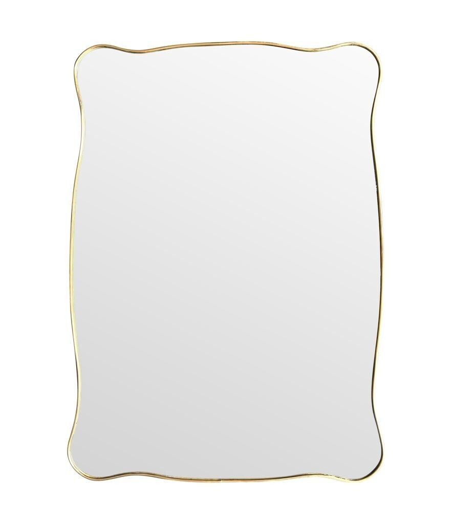 photo for sale A Lovely Shaped, Landscape Or Portrait, Orignal Italian 1950s Brass Framed Mirror