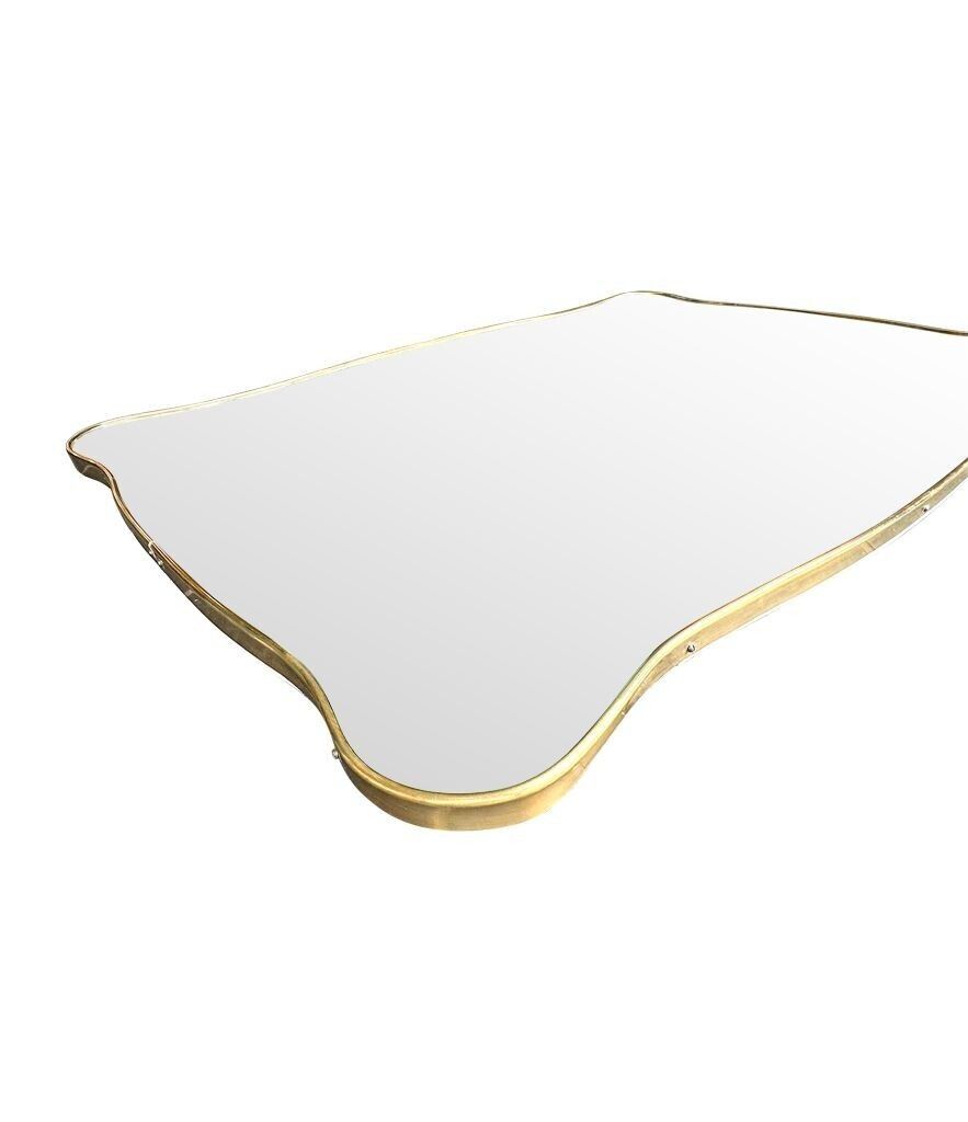 photo vintage A Lovely Shaped, Landscape Or Portrait, Orignal Italian 1950s Brass Framed Mirror