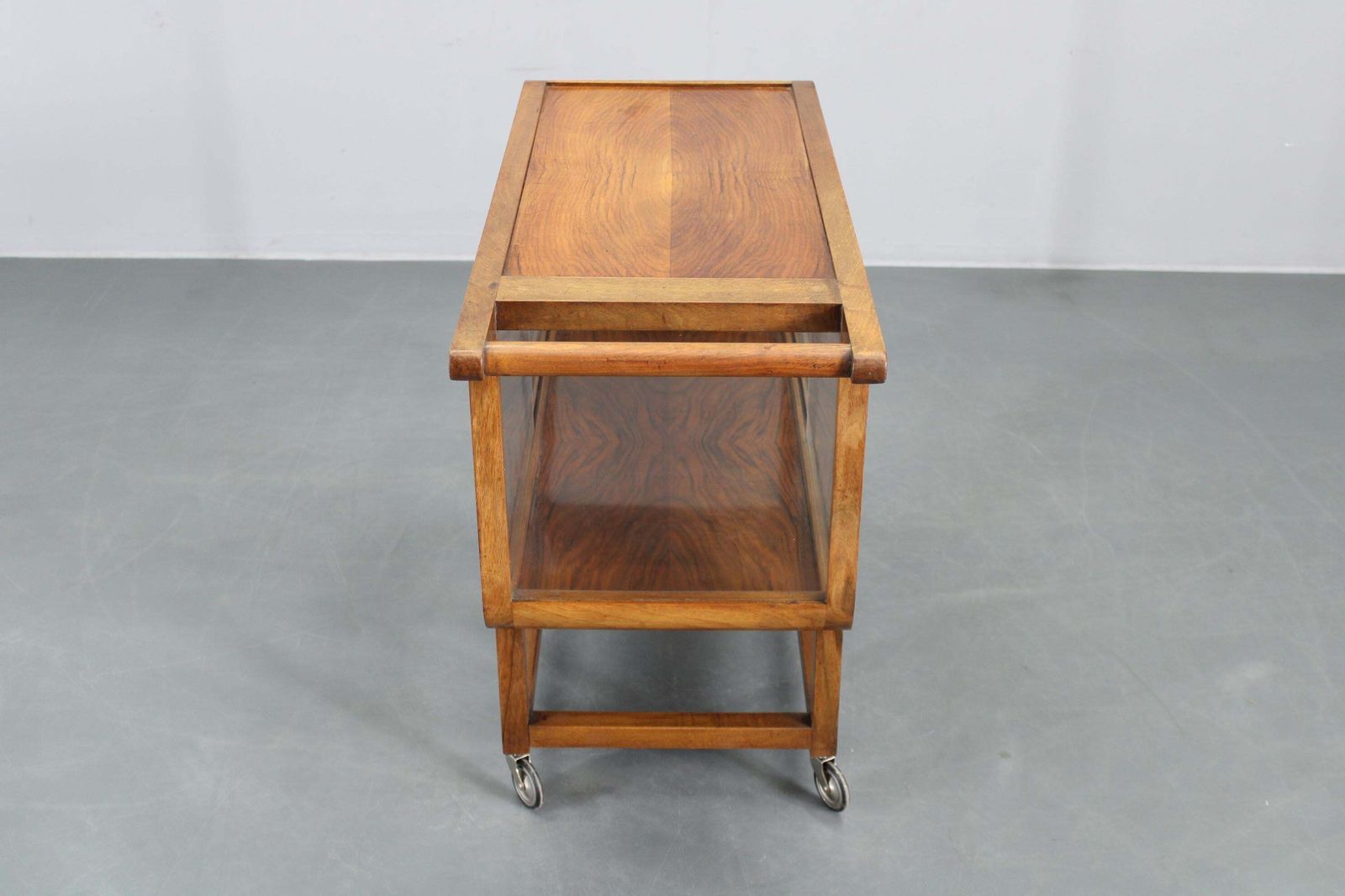 Home Decor 1930s Art Deco Walnut Serving Cart, Czechoslovakia photo