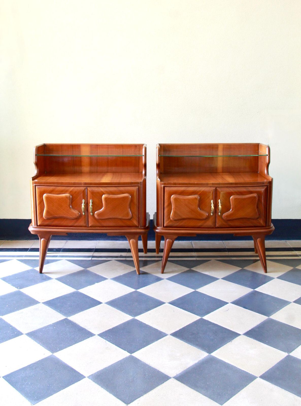 Anna & Elena, Mid Century Antique Bedside / End Tables, Set Of 2, Italy, 1950s