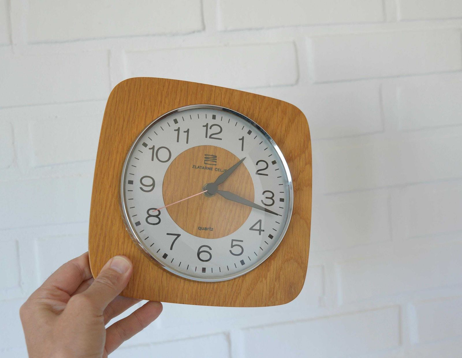 Vintage Wooden Wall Clock / Mid Century Modern Working Clock / Farmhouse Wall Decor / Yugoslavia 80's / Retro Kitchen photo Home Decor