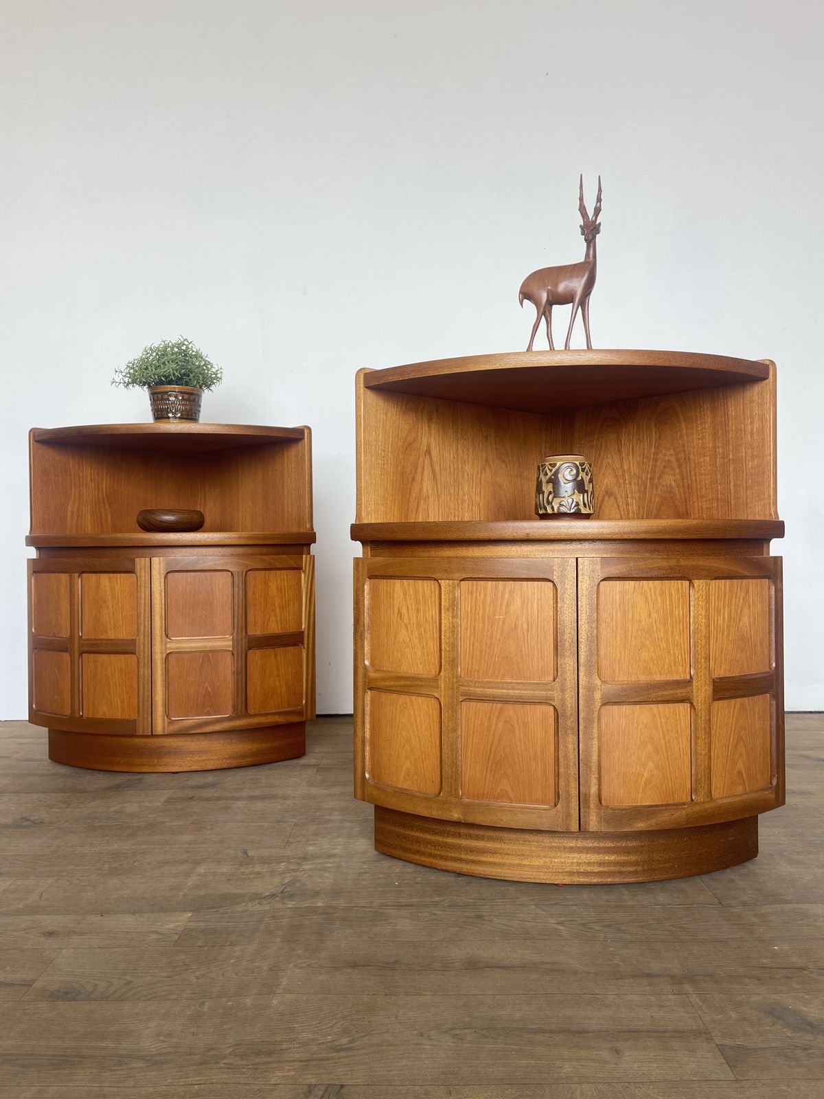 Pair Of Mid Century Teak Corner Bedside Cabinets By Nathan Furniture, 1960s photo 460.0