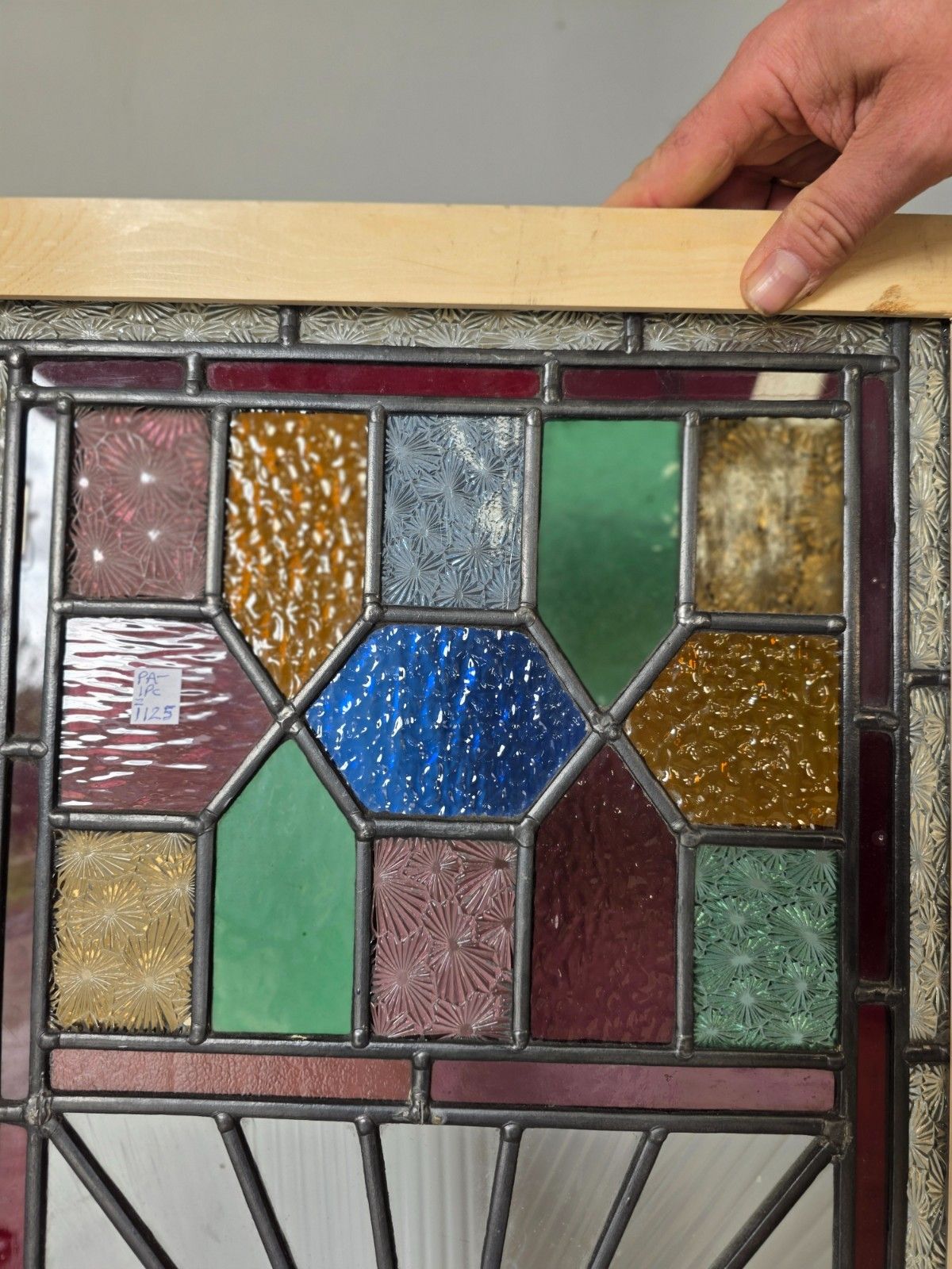 1900 Antique Leaded Glass Window With Hand Painted Countryside Scene photo Art