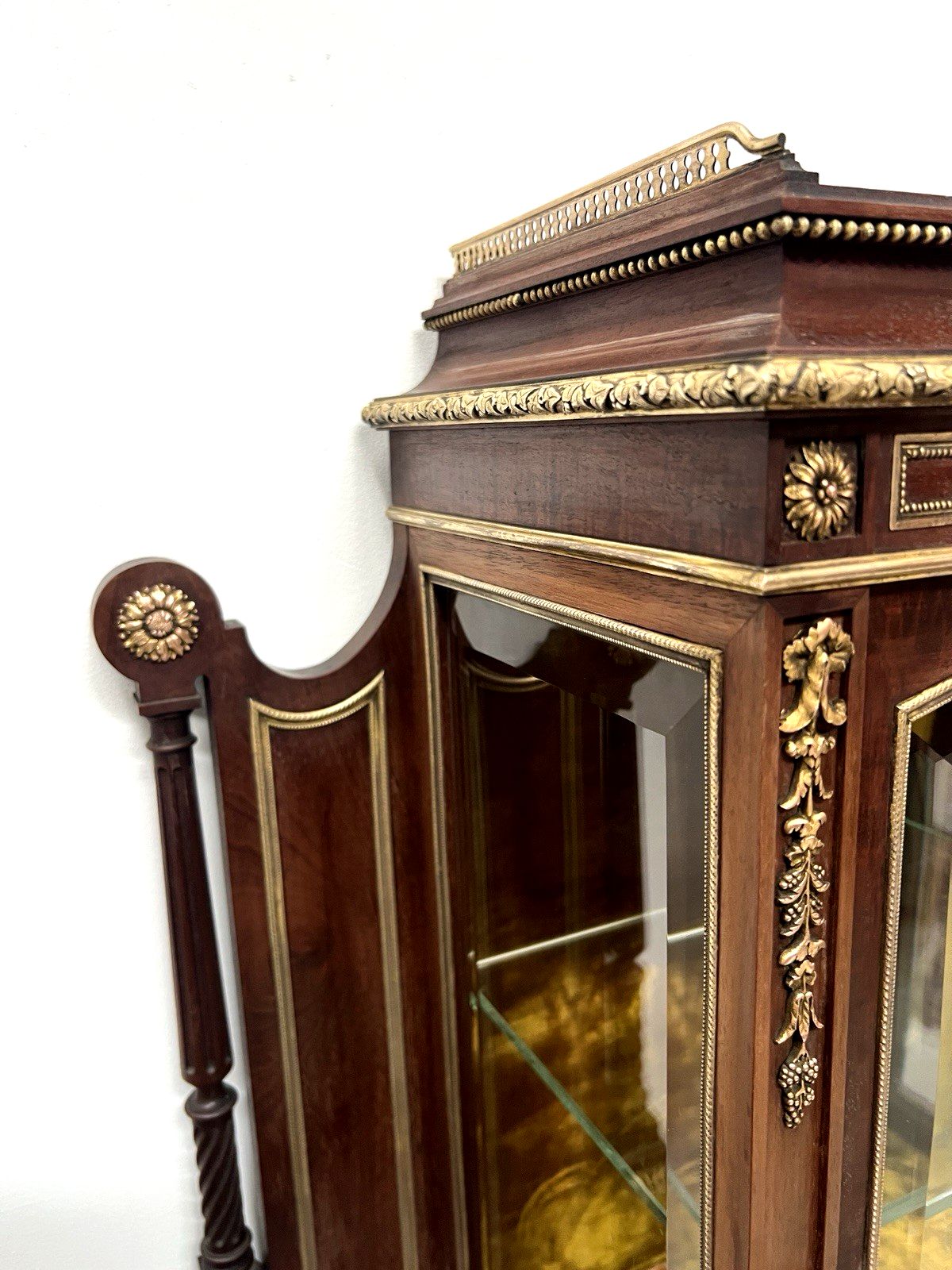Furniture Napoleon III Mahogany And Chiseled Bronze Display Cabinet 19th Century photo