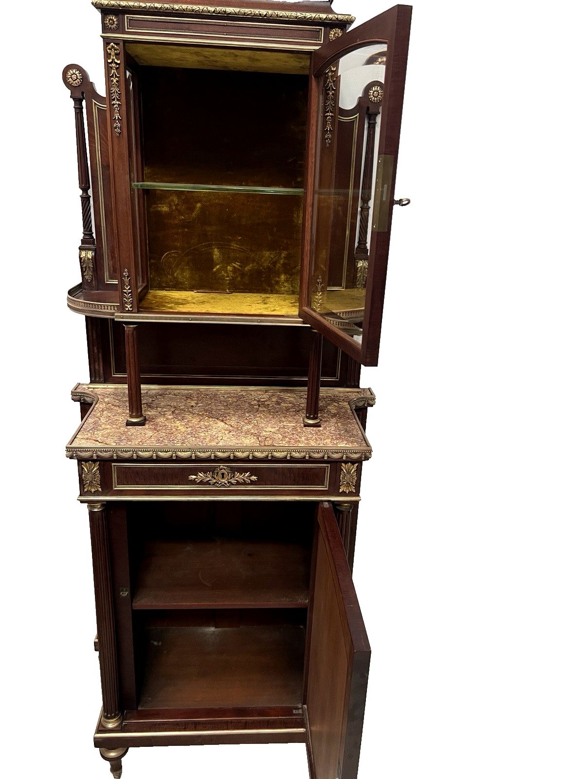 photo buy Napoleon III Mahogany And Chiseled Bronze Display Cabinet 19th Century