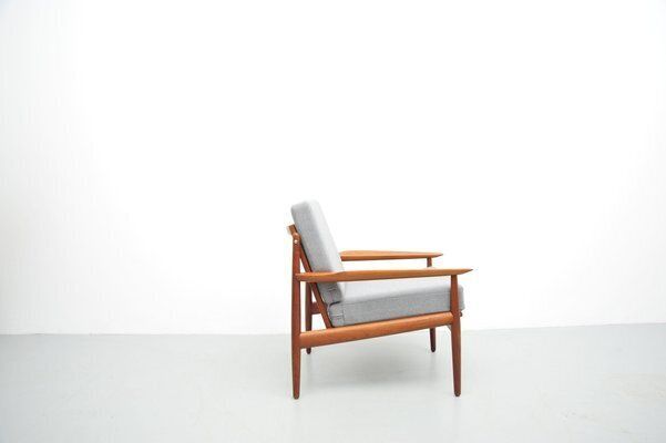 Teak Lounge Chair In Grey By Glostrup, 1958 photo for sale