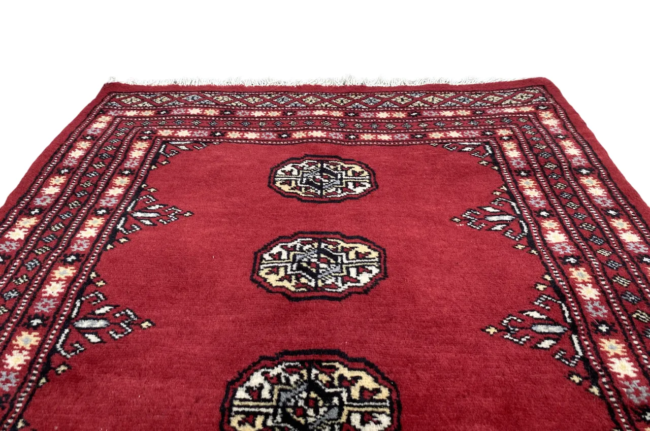 Authentic Bokhara Rug Hand Knotted Afghan Carpet With Geometric Design 3x4 photo vinterior
