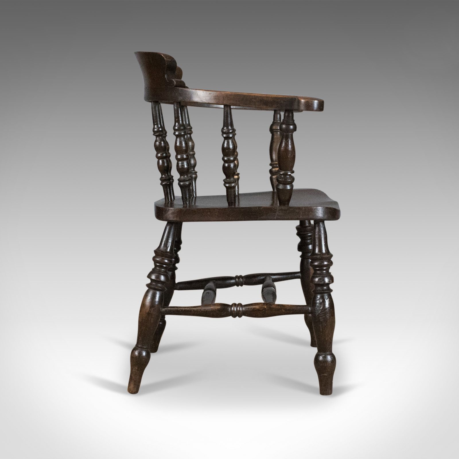 Antique Armchair, English, Victorian, Elm Bow Back, Smokers Captains Chair C1900 photo furniture