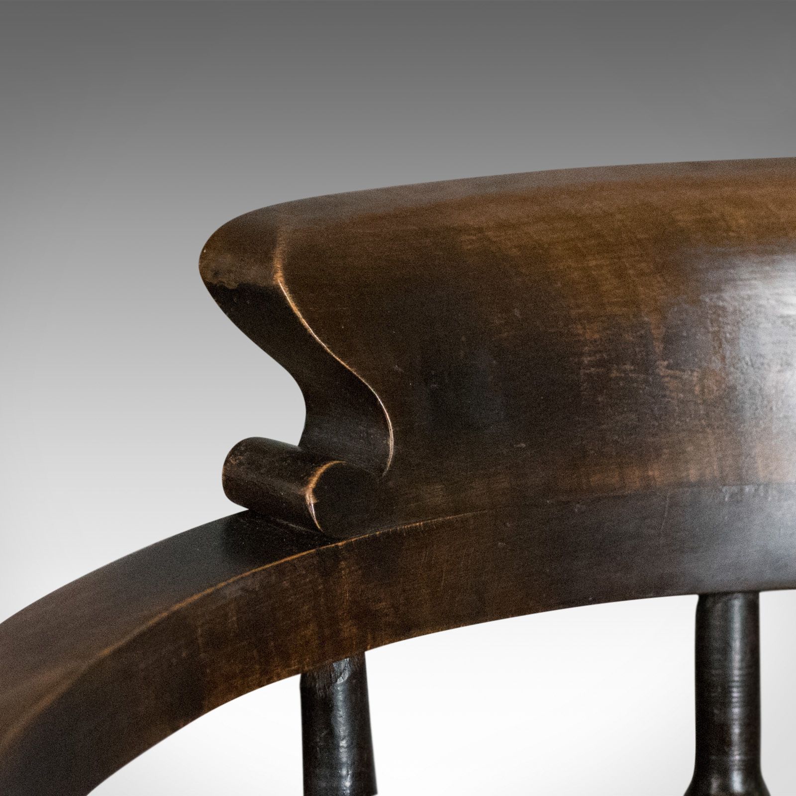 photo furniture Antique Armchair, English, Victorian, Elm Bow Back, Smokers Captains Chair C1900