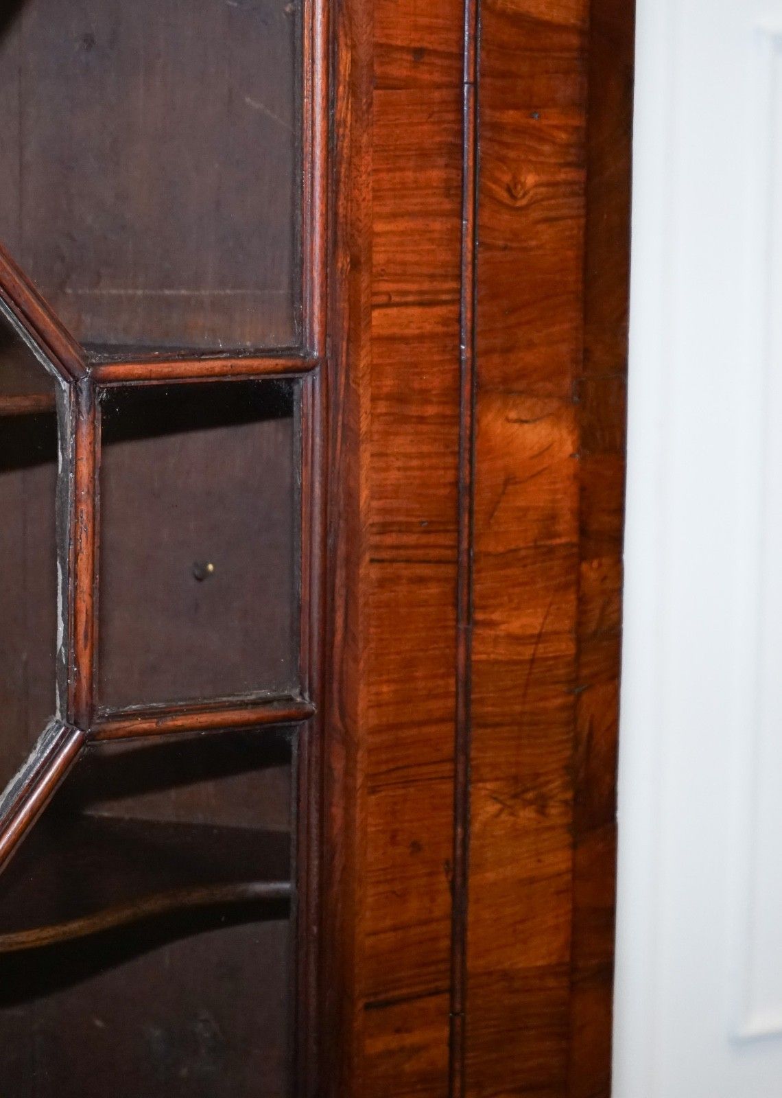 Georgian Corner Hanging Display Cabinet Bookcase Glazed Door Drawer Inside photo buy