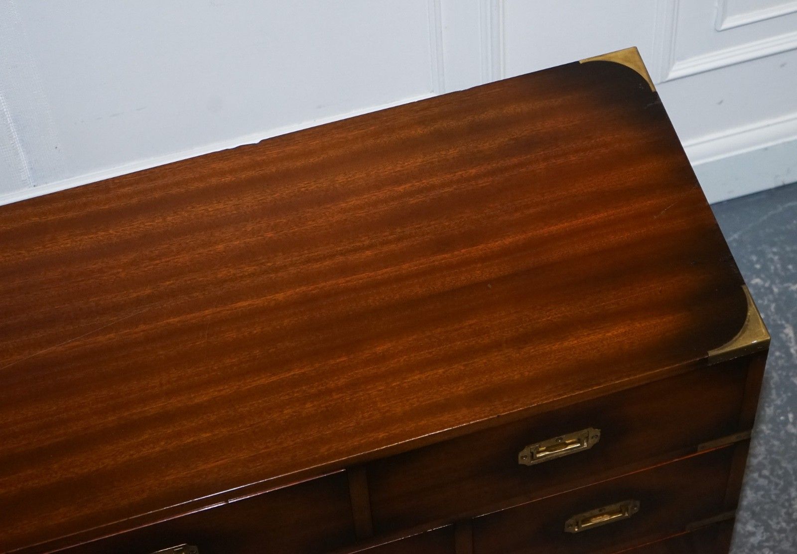 Furniture Vintage Jansen Of London Military Campaign Brass Sideboard Chest Of Drawers photo