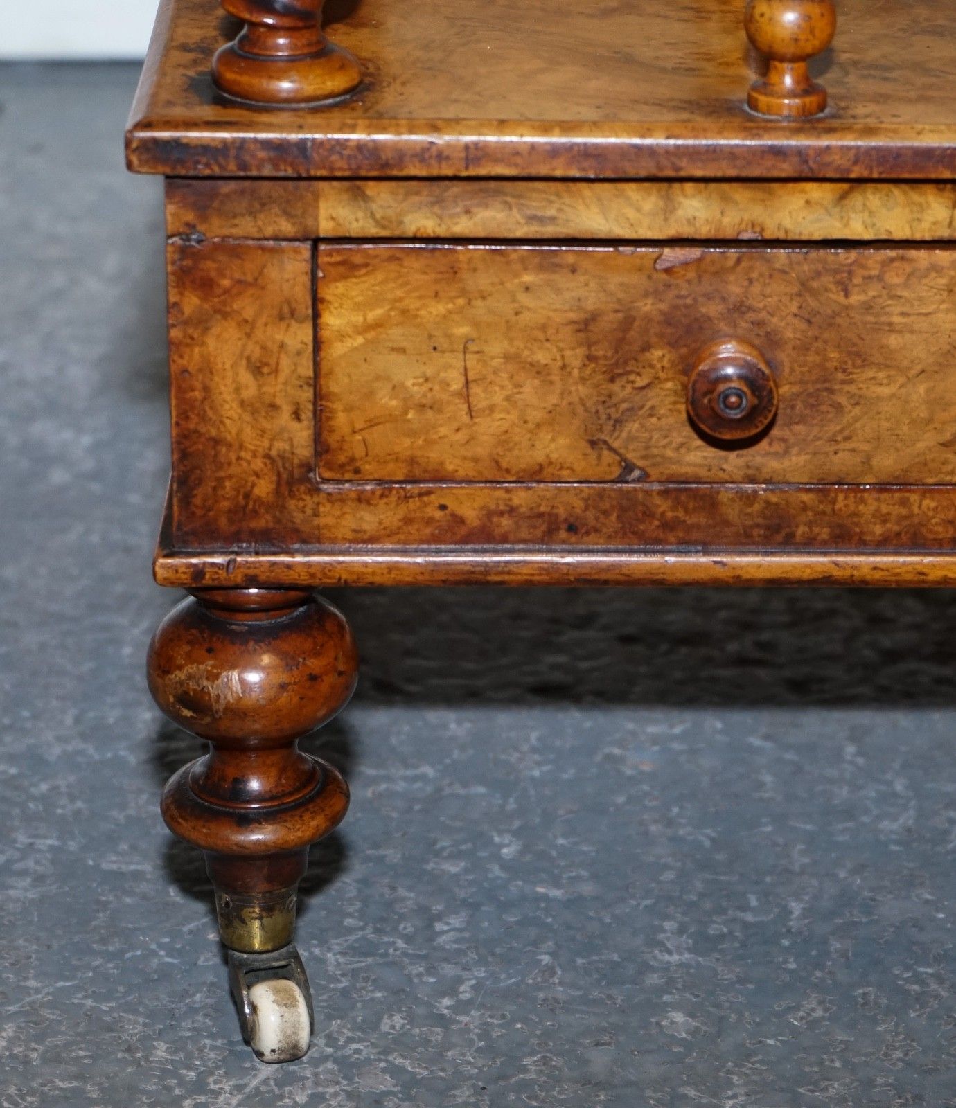 Fine Antique Victorian 1860 Burr Walnut Canterbury Magazine Rack Bobbin Columns photo vintage