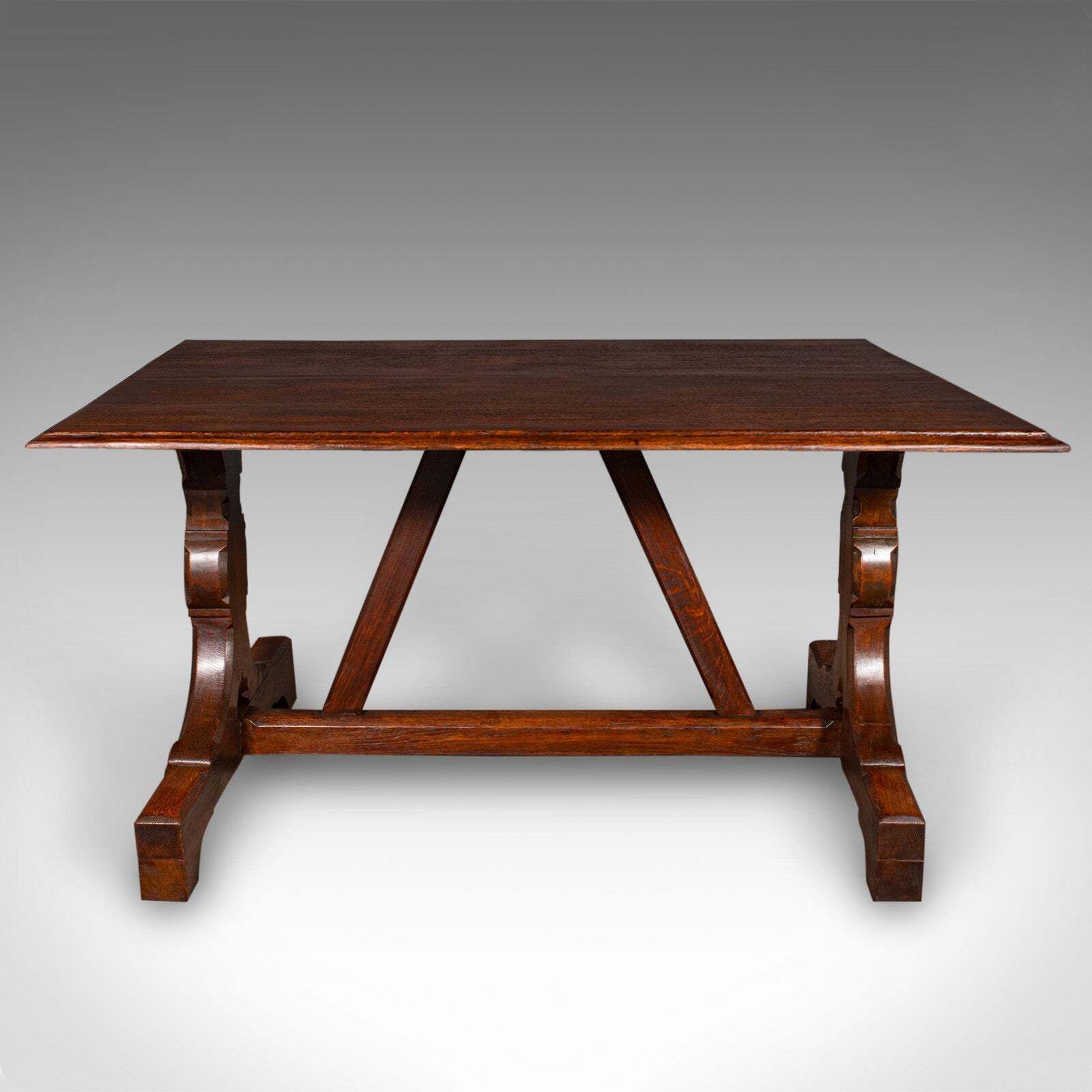 Antique Six Seat Country Kitchen Dining Table, English Oak, Refectory, Victorian photo Furniture