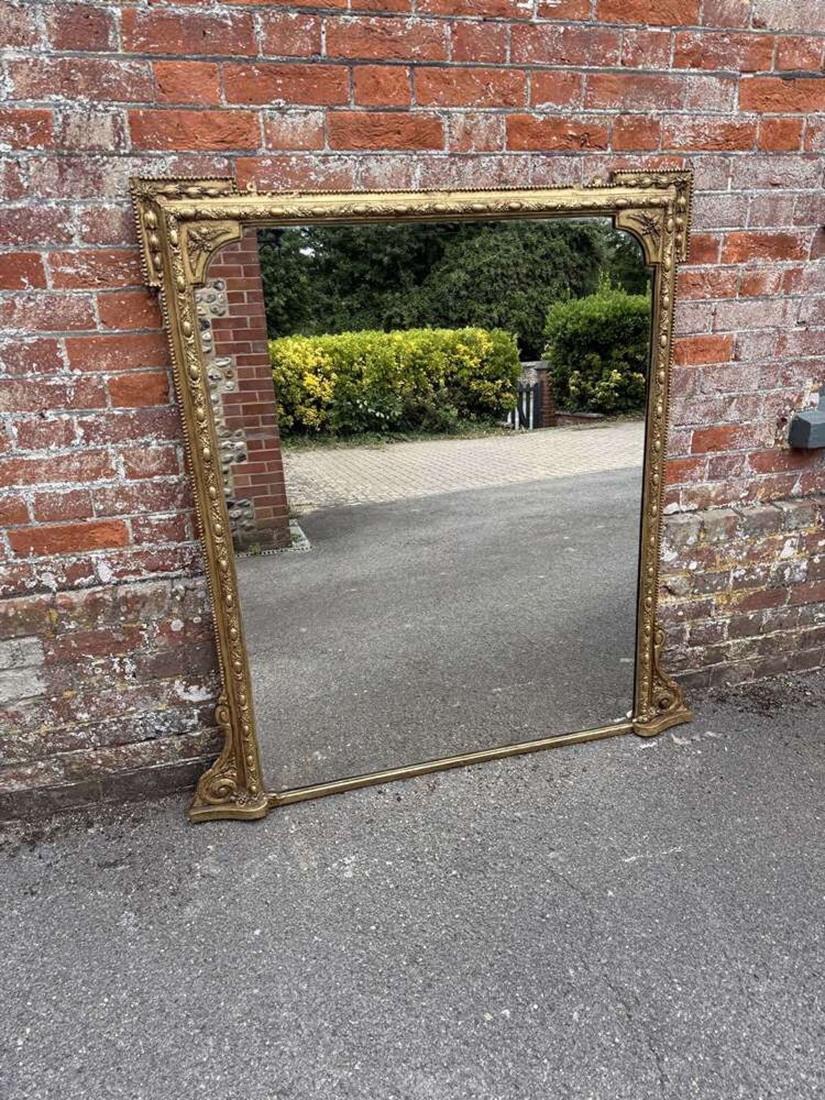 A Superb Large Antique English 19th Century Carved Wood & Gesso Gilt Overmantle Mirror. photo buy