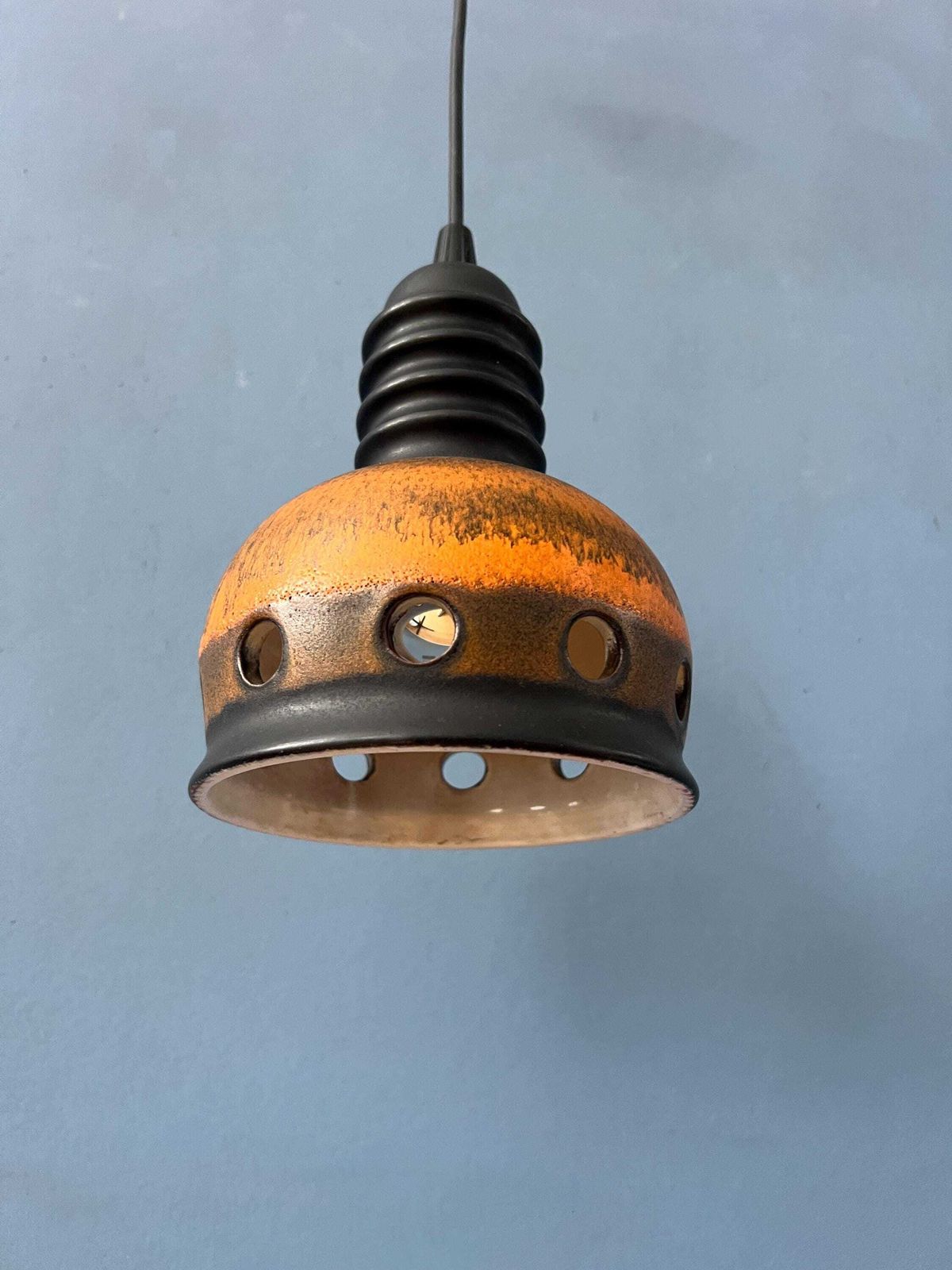 Brown Mid Century West Germany Ceramic Pendant Lamp photo buy
