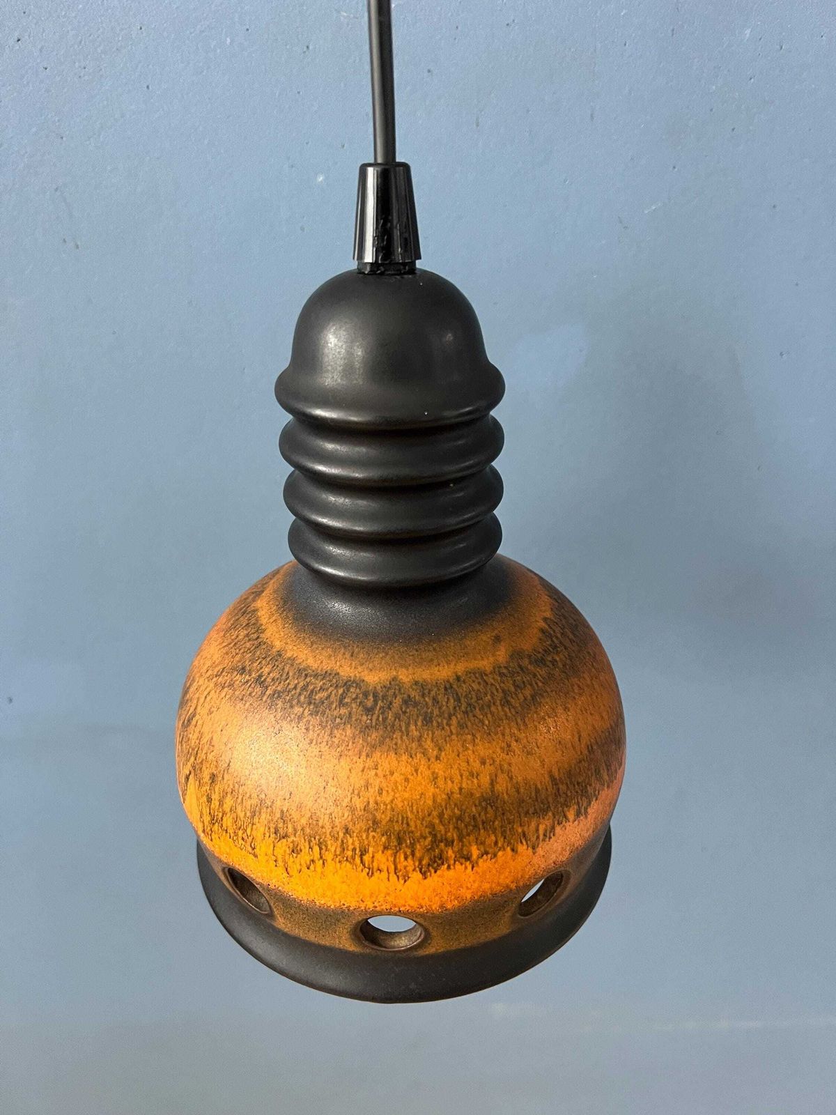 photo for sale Brown Mid Century West Germany Ceramic Pendant Lamp