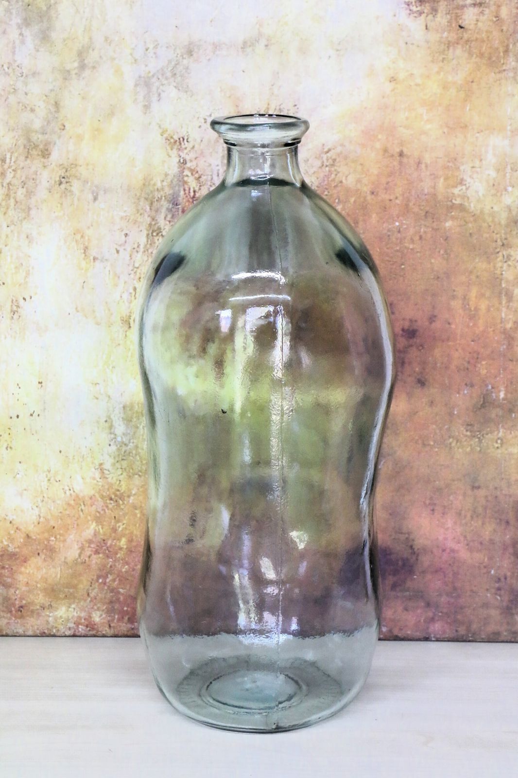 A Vintage Mediterranean Olive Oil Bottle Glass Vase Hand Made Light Green Tint Dame Jeanne Freepost photo furniture