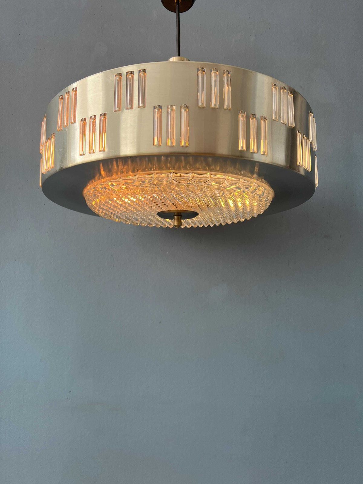 Mid Century Ufo Hanglamp Met Kristalglas photo 300.0