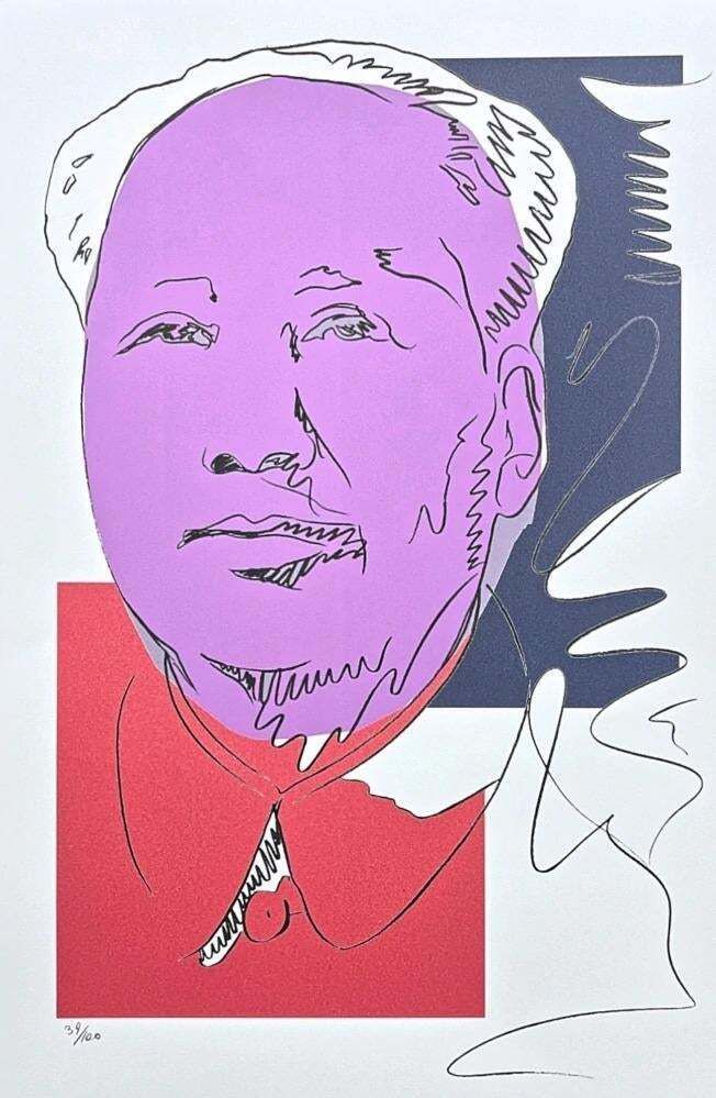 After Andy Warhol, Mao Zedong Drawing Purple, 1980s, Lithograph photo furniture