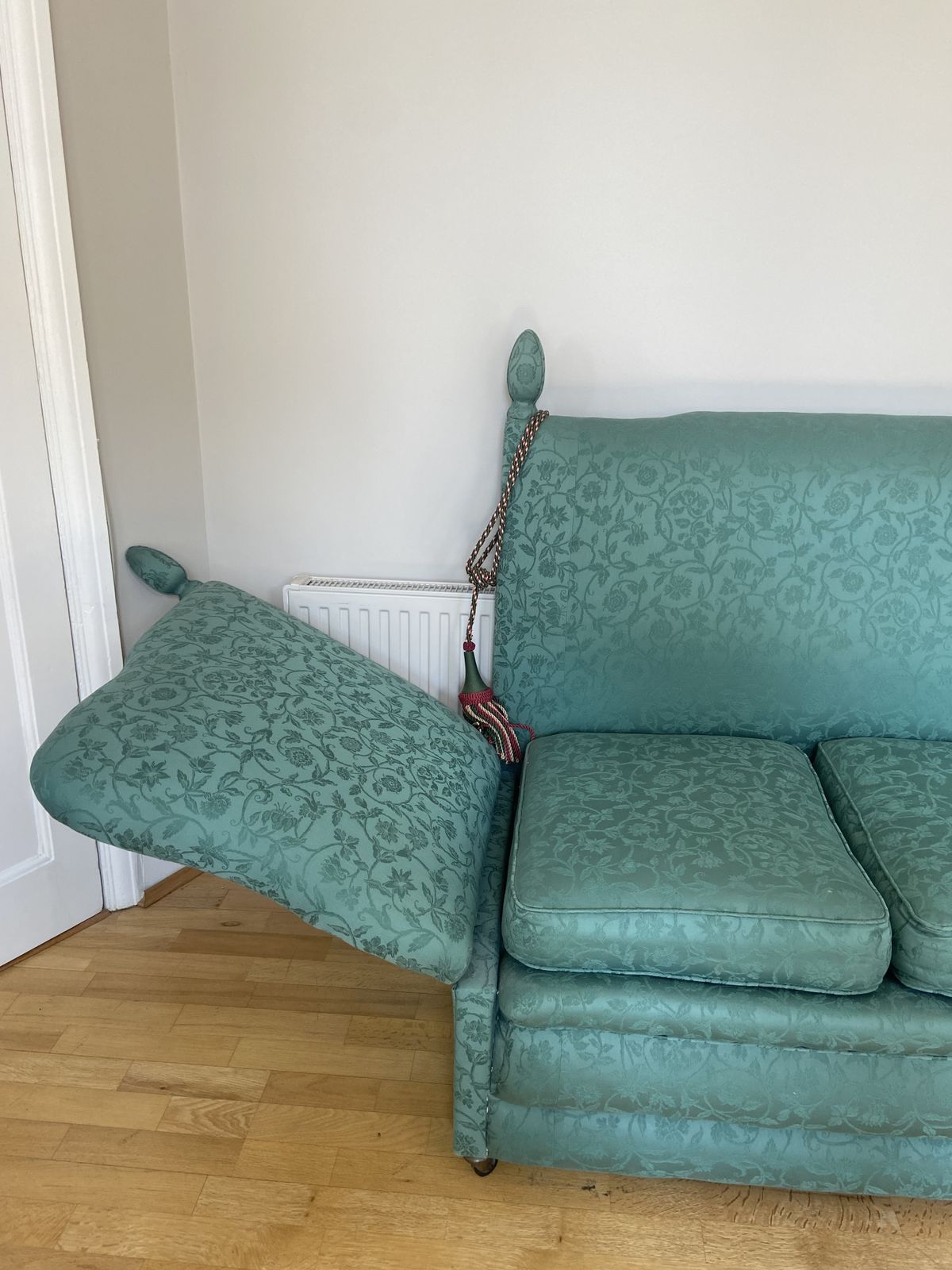 Furniture Victorian Knole Sofa Reupholstered Traditionally In Floral Damask (Horsehair Stuffing) photo