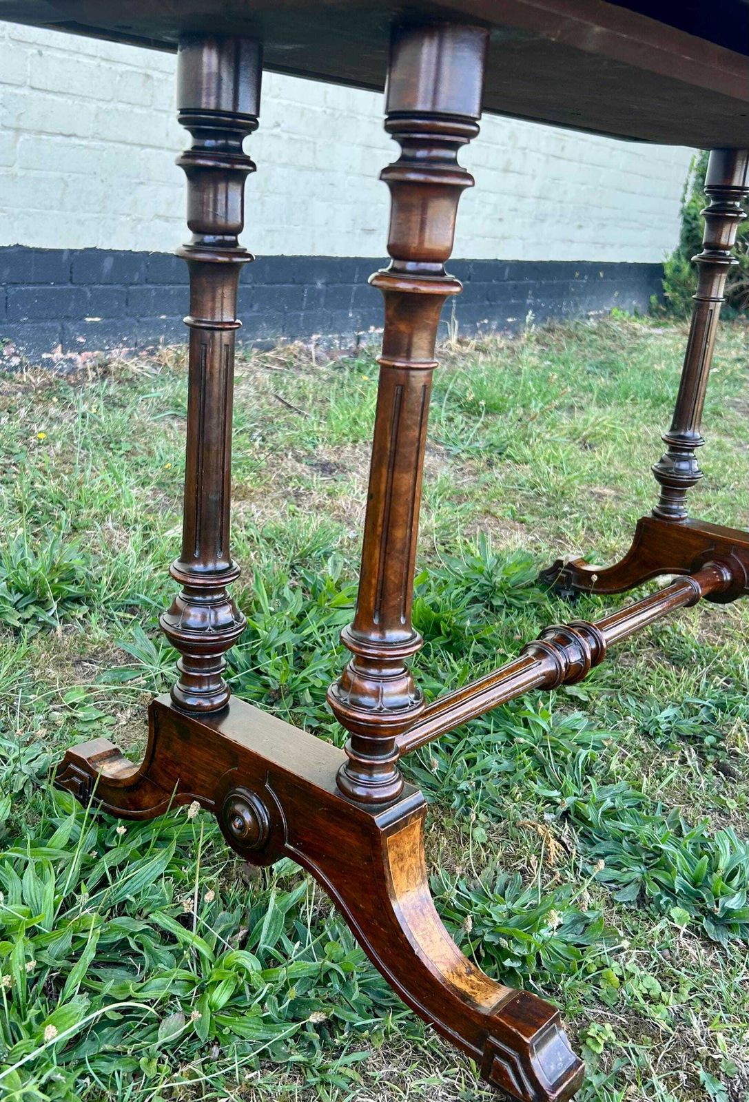 Vintage Burr Walnut Side Wine Table Plant Stand Antique Wooden Arts And Crafts Hall Desk Industrial Occasional photo buy