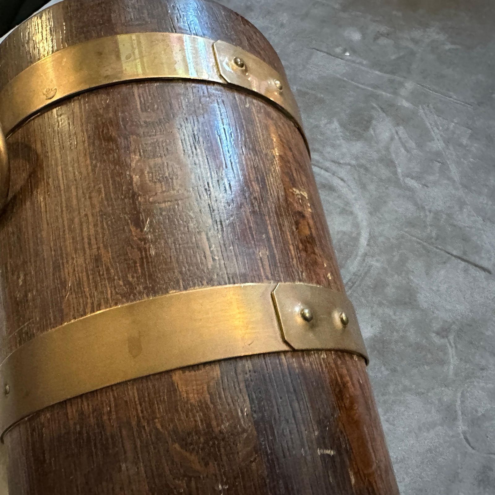 photo for sale 1940s Art Deco Oak Wood And Copper French Wine Cooler By Geraud Lafitte
